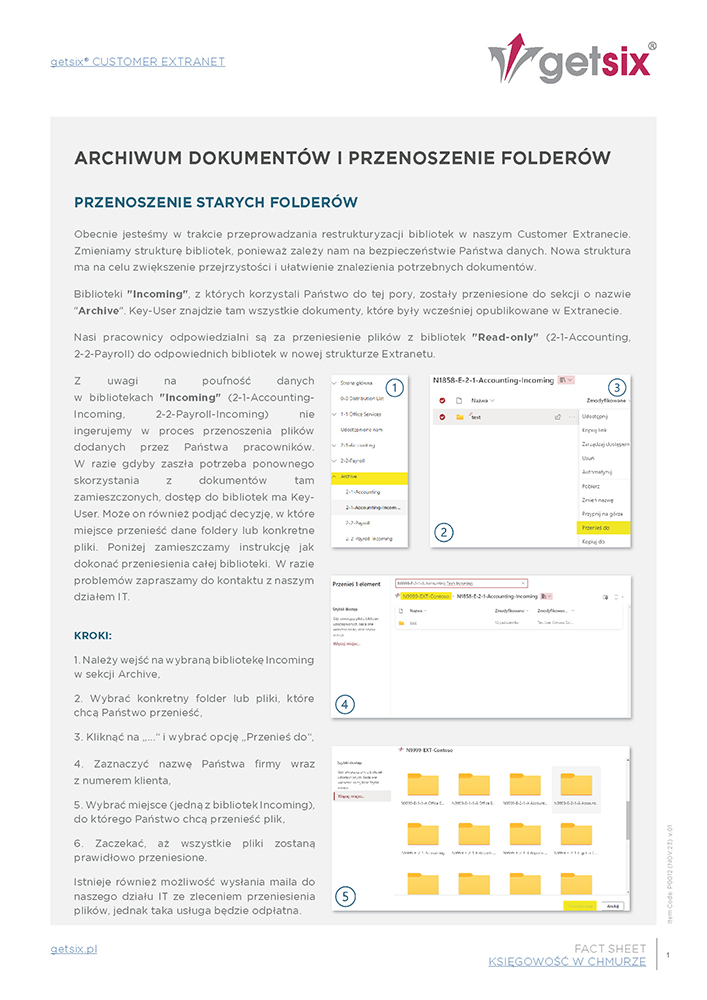 Factsheet Archiwium dokumentów i przenoszenie folderów