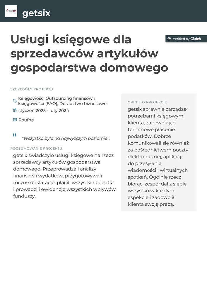 Usługi księgowe dla sprzedawców artykułów gospodarstwa domowego