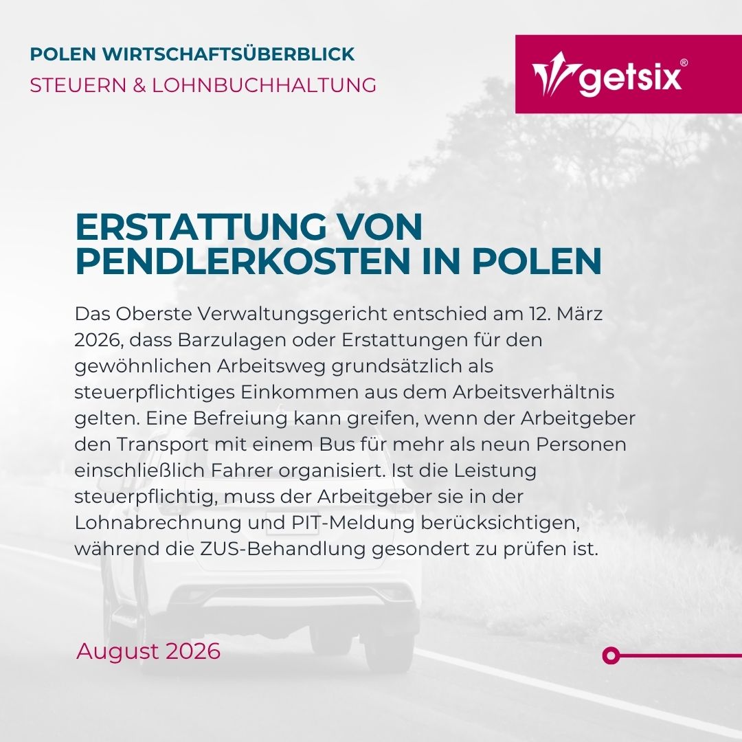 Erstattung von Pendlerkosten in Polen und Steuerpflicht – Urteil NSA März 2026