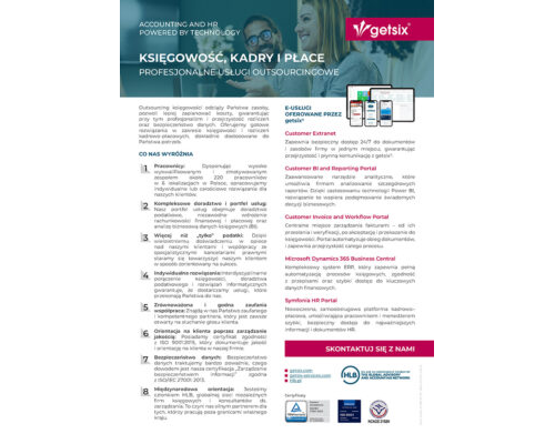 profil działaności firmy one pager