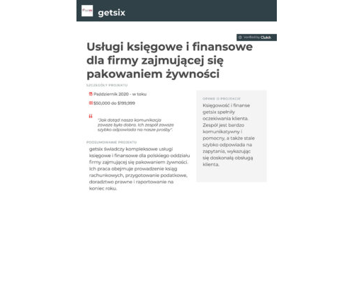 Usługi księgowe i finansowe dla firmy zajmującej się pakowaniem żywności